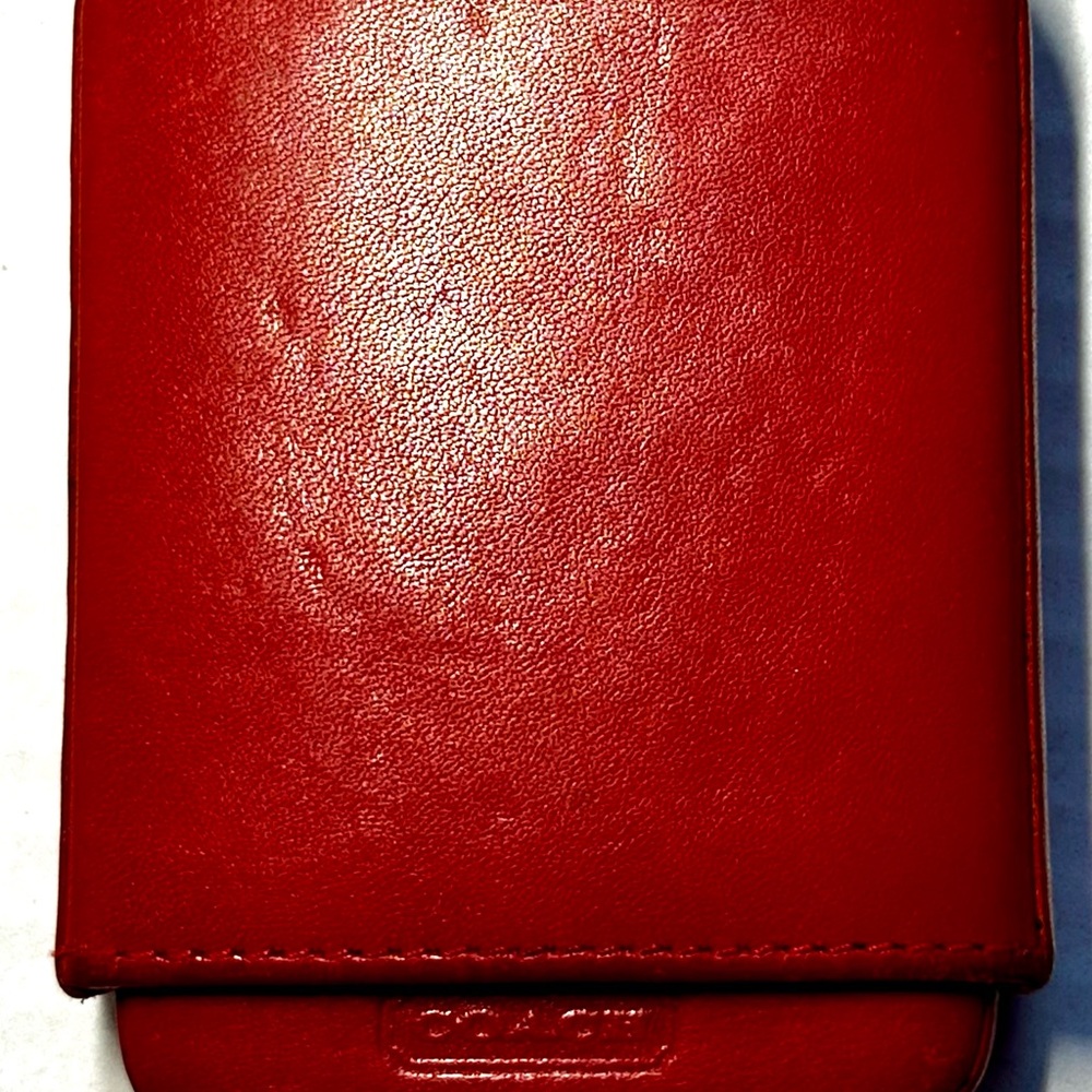 Vintage Coach Red Leather Structured Business Card Holder